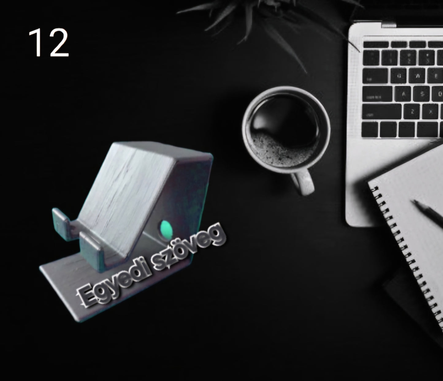 Dizájnos szöveges asztali tablet és telefontartó